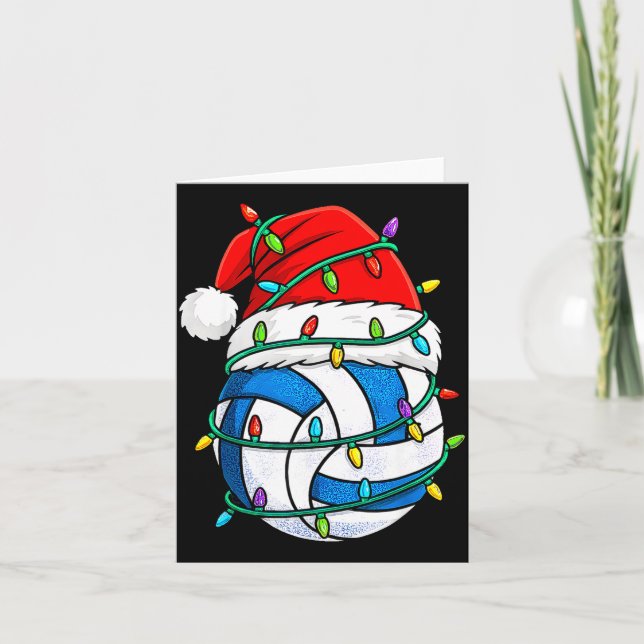 Christmas Volleyball Santa Hat Lights Srts Xmas Pa Kort (Framsida)