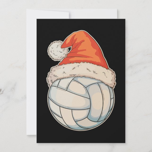 Christmas Volleyball Santa Hat Sports Xmas Holiday Julkort (Framsida)