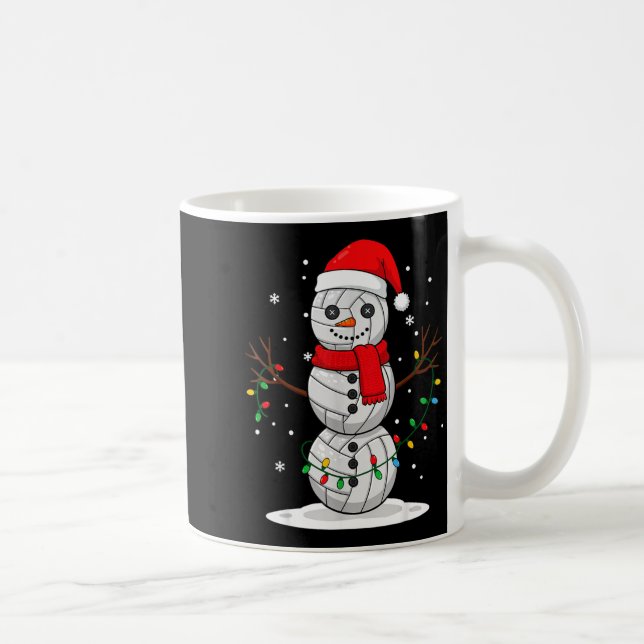 Christmas Volleyball Snowman Santa Hat Funny Holid Kaffemugg (Höger)