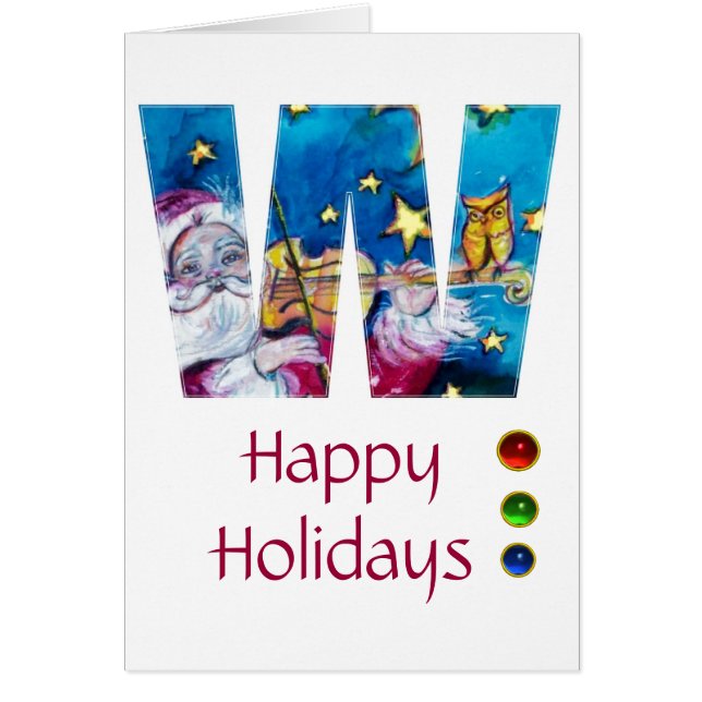 CHRISTMAS W BREV / INSPIRED SANTA MONOGRAM HÄLSNINGSKORT (Framsidan)