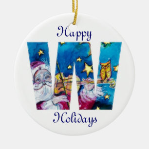 CHRISTMAS W BREV / INSPIRED SANTA MONOGRAM JULGRANSPRYDNAD KERAMIK