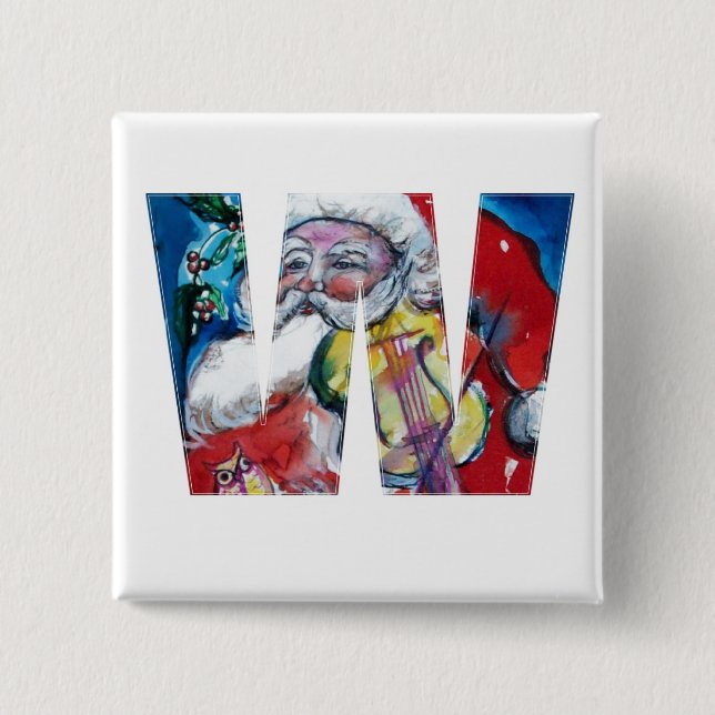 CHRISTMAS W BREV / SANTA MED VIOLIN MONOGRAM KNAPP (Framsida)