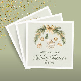 Christmas Watercolor Greenery Winter Baby Shower Pappersservett