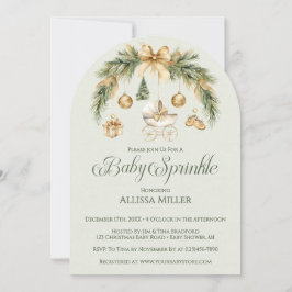 Christmas Watercolor Greenery Winter Baby Sprinkle Inbjudningar