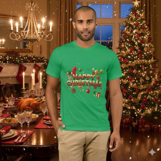 Christmas Watercolor Snow Globe Cabin Green T Shirt (Skapare uppladdad)