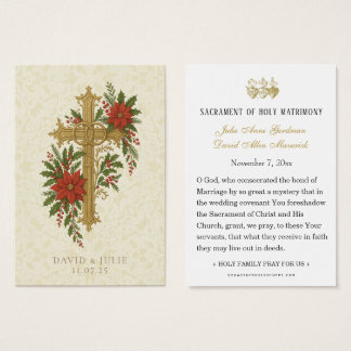 Christmas Wedding Cross Prayer Card Visitkort