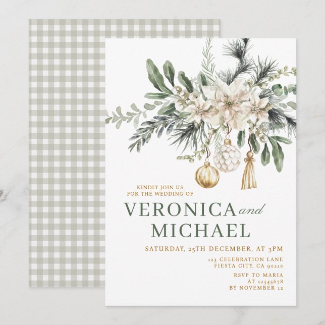 Christmas Wedding Tis the Season to Be Married Inbjudningar (Fram/baksida)