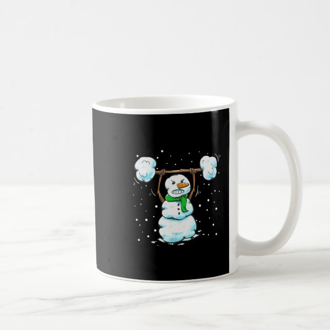 Christmas Weightlifting Snowman Shirt Funny Snowma Kaffemugg (Höger)