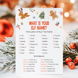 Christmas What is your Elf Name Game Julkort