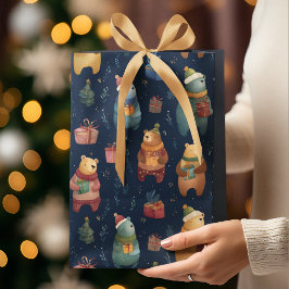 Christmas Whimsical Colorful Bears Gift Bag