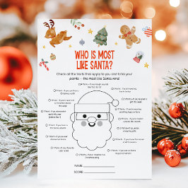 Christmas Who is Most Like Santa Game Julkort