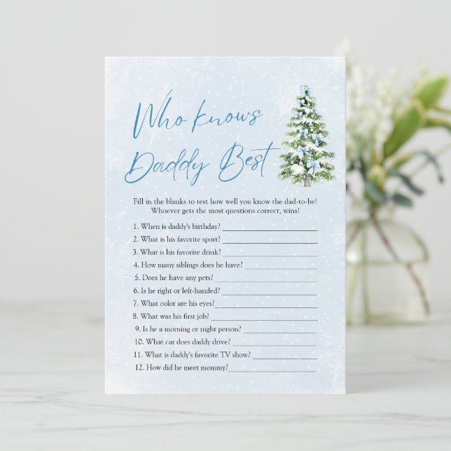 Christmas Who Knows Daddy Best Baby Shower Game Inbjudningar (Stående Fram)