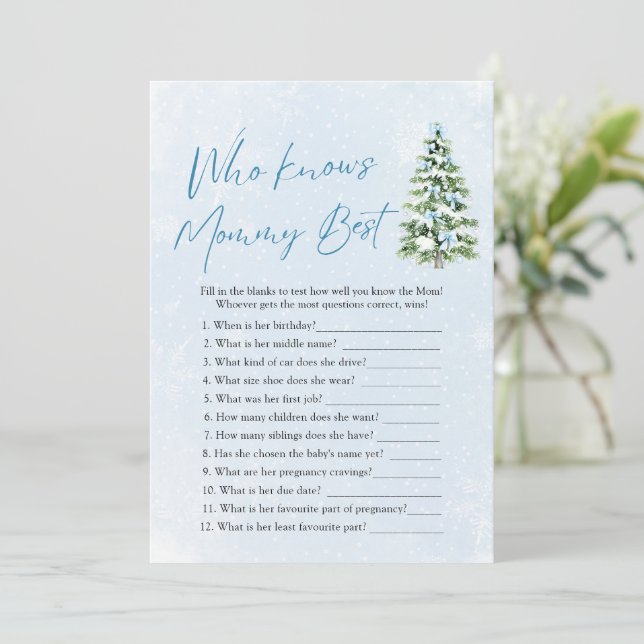 Christmas Who Knows Mommy Best Baby Shower Game Inbjudningar (Stående Fram)