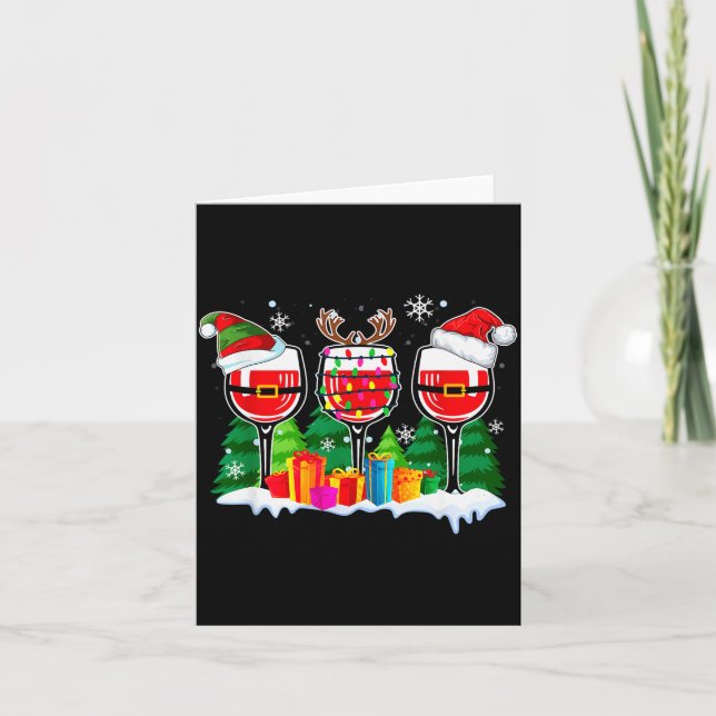 Christmas Wine - Funny Reindeer Santa Xmas Alcohol Kort (Framsida)
