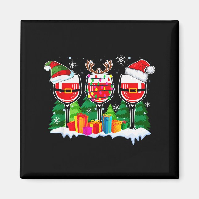 Christmas Wine - Funny Reindeer Santa Xmas Alcohol Magnet (Framsidan)