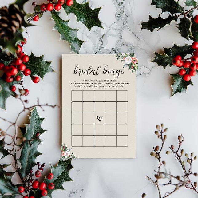 Christmas Winter Bridal Shower Bingo Game Card Inbjudningar (Skapare uppladdad)