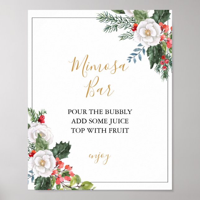 Christmas Winter Bridal Shower Mimosa Bar Sign Poster (Framsidan)