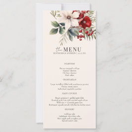Christmas Winter Floral Elegant Wedding Menu