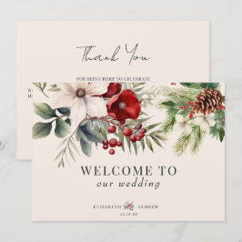 Christmas Winter Floral  Wedding Welcome Cards Inbjudningar