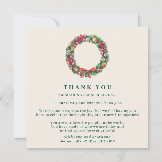 Christmas Winter Forest Elegant Wedding Thank You Inbjudningar (Framsida)