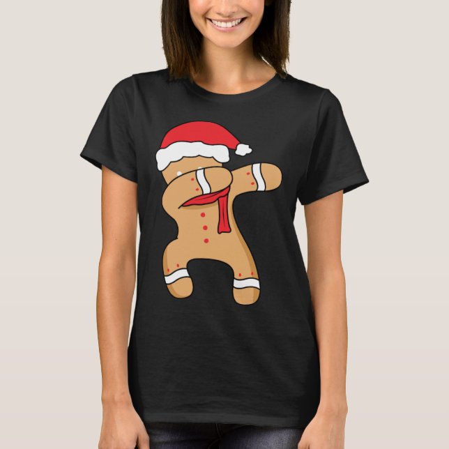 Christmas winter holiday dance dabbing gingerbread t shirt (Framsida)