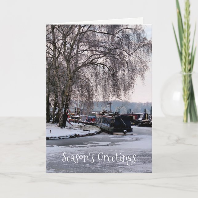 CHRISTMAS WINTER NARROWBOATS HELGKORT (Framsida)
