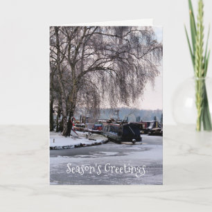 CHRISTMAS WINTER NARROWBOATS HELGKORT