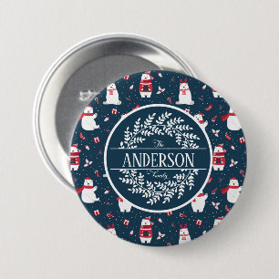 CHRISTMAS WINTER POLAR BEAR FAMILY MONOGRAM KNAPP
