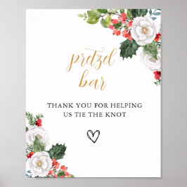 Christmas Winter Pretzel Bar Bridal Shower Sign Poster