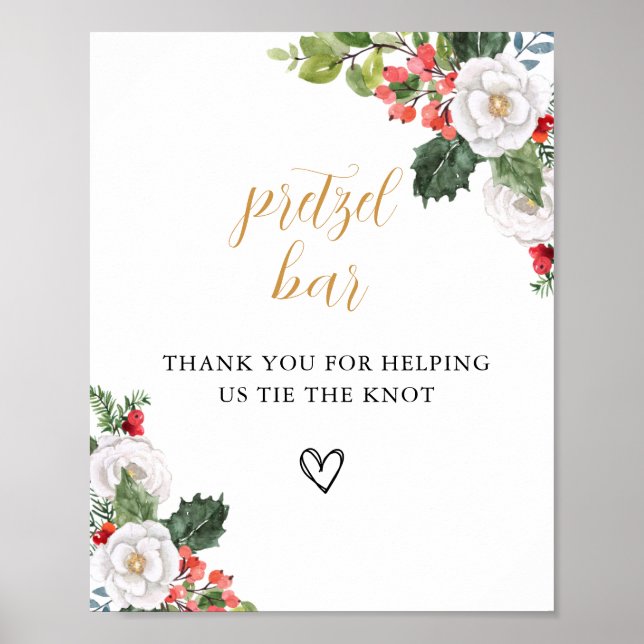 Christmas Winter Pretzel Bar Bridal Shower Sign Poster (Framsidan)