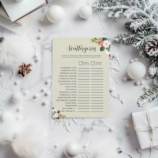 Christmas Winter Scattergories Bridal Shower Game  Inbjudningar (Skapare uppladdad)