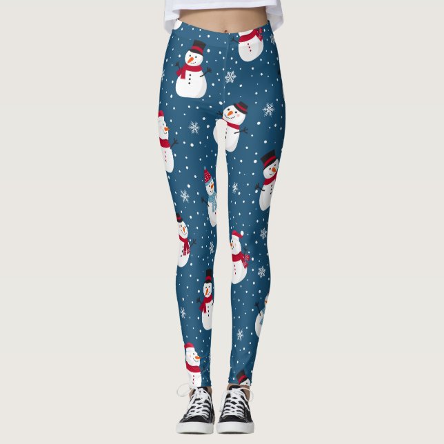 CHRISTMAS WINTER SNÖGUBBE ANPASSADE MONOGRAM LEGGINGS (Framsida)