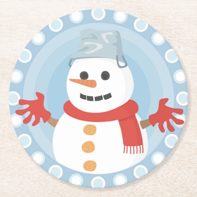 CHRISTMAS WINTER SNÖGUBBE UNDERLÄGG PAPPER RUND (Framsidan)