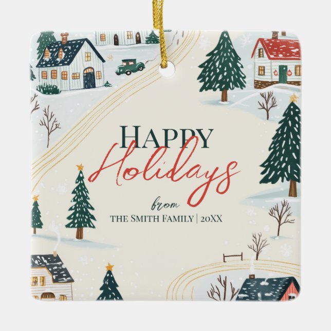 Christmas Winter Village Family Photo  Julgransprydnad Keramik (Framsida)