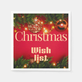 Christmas Wish List – Festive Red Holiday Design w Pappersservett
