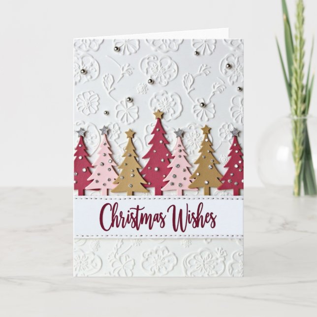 Christmas Wishes Textured Greeting Card Kort (Framsida)