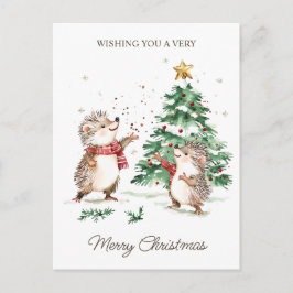 Christmas Wishes Tree Hedgehog Vykort