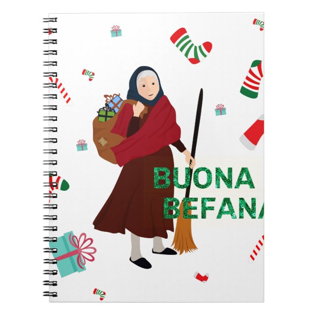 christmas Witch buona Befana Anteckningsbok (Framsidan)