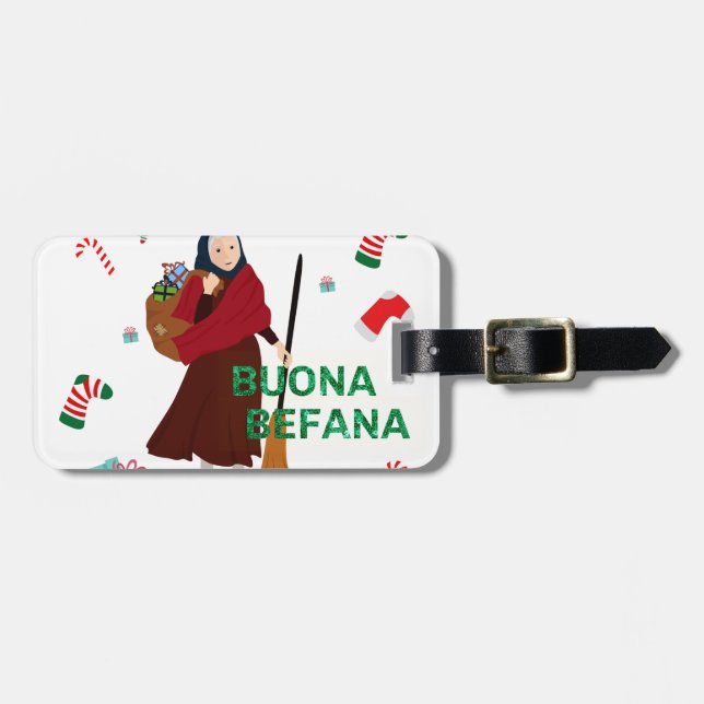 christmas Witch buona Befana Bagagebricka (Horisontell Framsida)