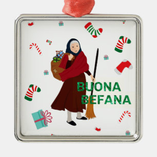 christmas Witch buona Befana Julgransprydnad Metall