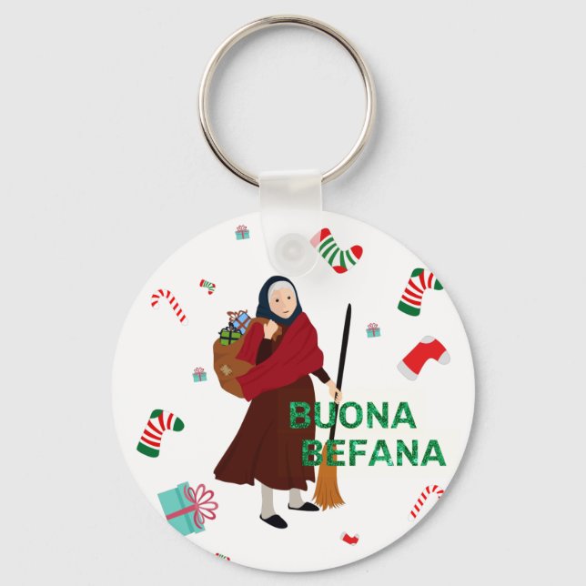 christmas Witch buona Befana Nyckelring (Framsida)