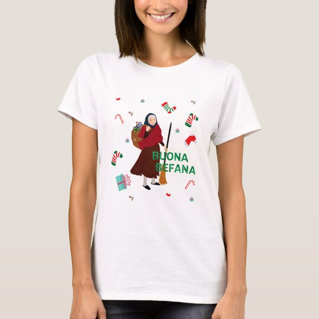 christmas Witch buona Befana T-shirt (Framsida)