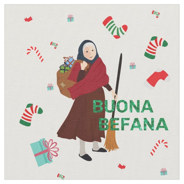 christmas Witch buona Befana-väv Tyg (Närbild)