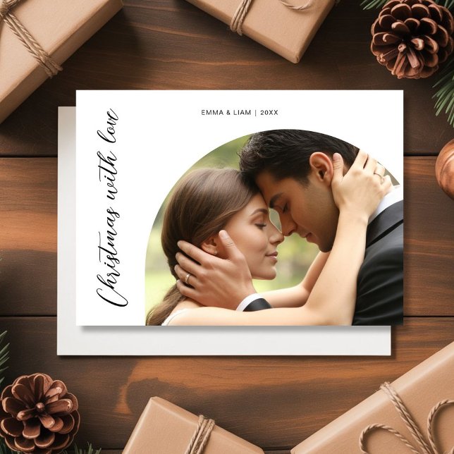 Christmas With Love Couple Photo Card Julkort (Skapare uppladdad)