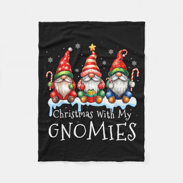 Christmas With My Gnomies Buffalo Plaid Gnome Fami Fleecefilt (Framsidan)