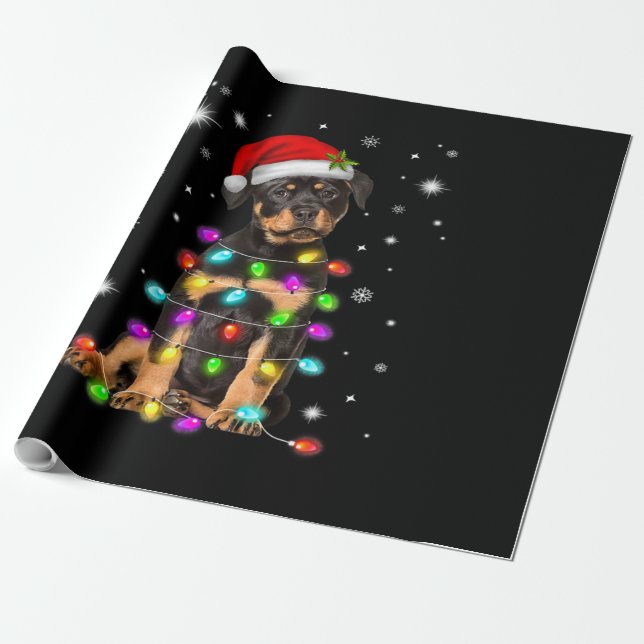 Christmas With Rottweiler Dog Presentpapper (Utrullad)