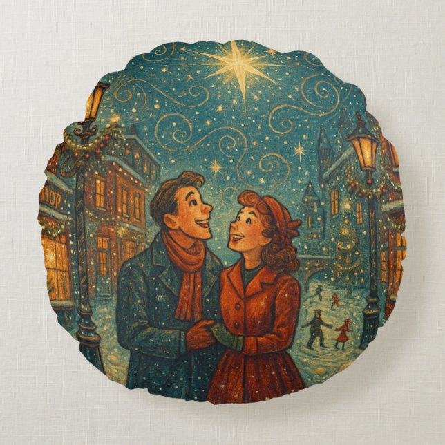Christmas Wonder Round Pillow Rund Kudde (Framsidan)