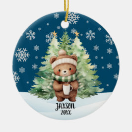 CHRISTMAS WOODLAND BEAR JULGRANSPRYDNAD KERAMIK