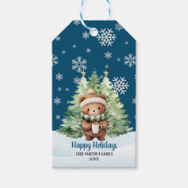 CHRISTMAS WOODLAND BEAR PRESENTETIKETT