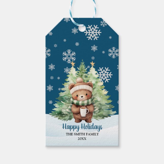 CHRISTMAS WOODLAND BEAR PRESENTETIKETT (Framsidan)